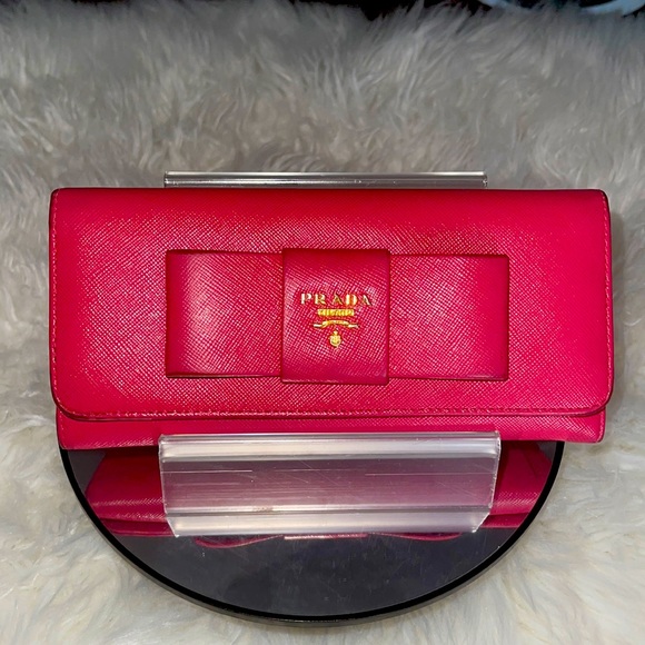 Prada Handbags - PRADA Canvas Continental Wallet in Fuschia